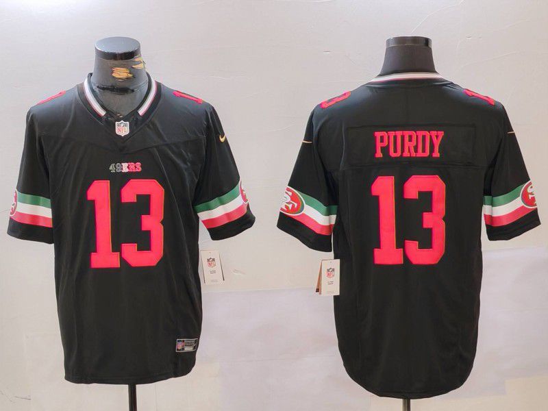 Men San Francisco 49ers #13 Purdy Black Mexico three generations 2024 Nike Vapor Limited NFL Jersey style 1